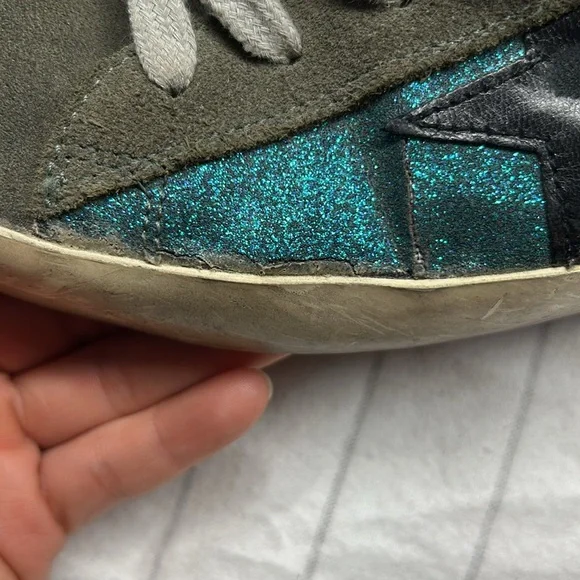 Golden Goose Women's Teal and Black Glitter Sneakers trainers Size 39 EU - Picture 11 of 12